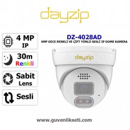 Dayzip DZ-4028AD 4mp Gece Renkli ve Çift Yönlü Sesli Ip Dome Kamera